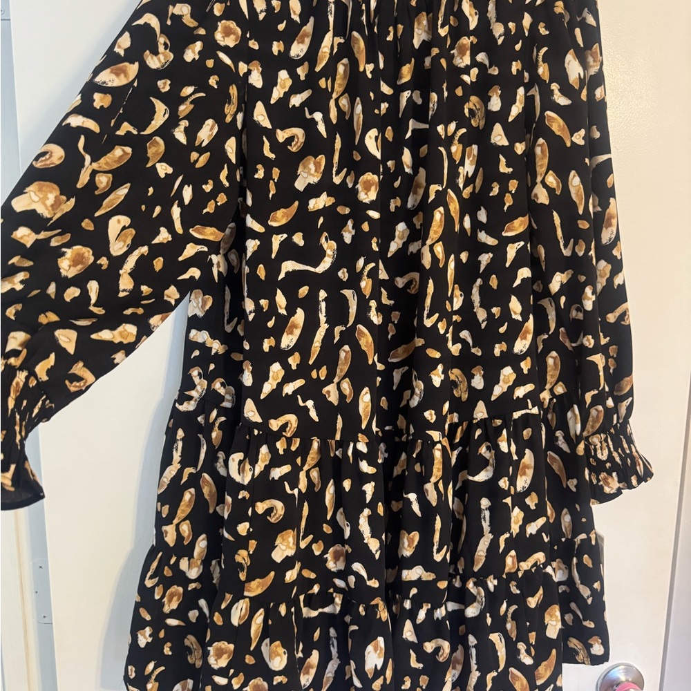 Nine West Black and Brown Long Sleeve Dress